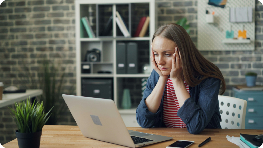 woman stressed at desk