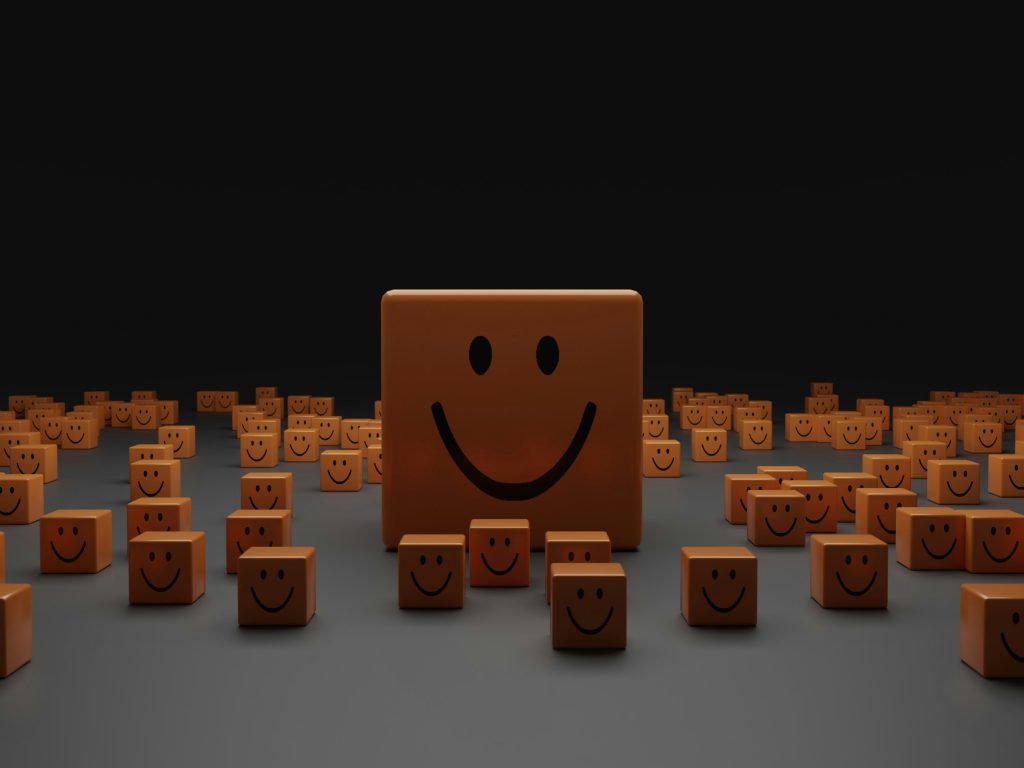 smiley faces in blocks different sizes